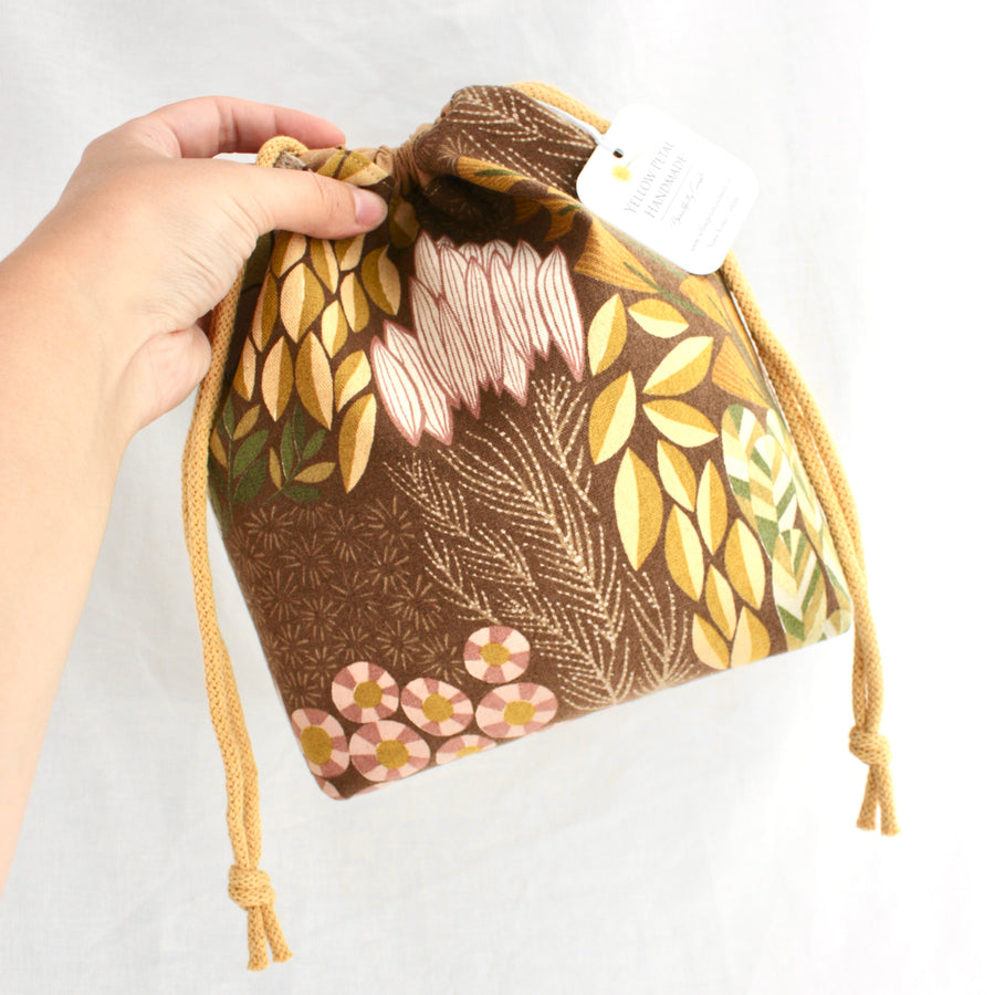 Small Drawstring Project Bag | Yellow Petal Handmade