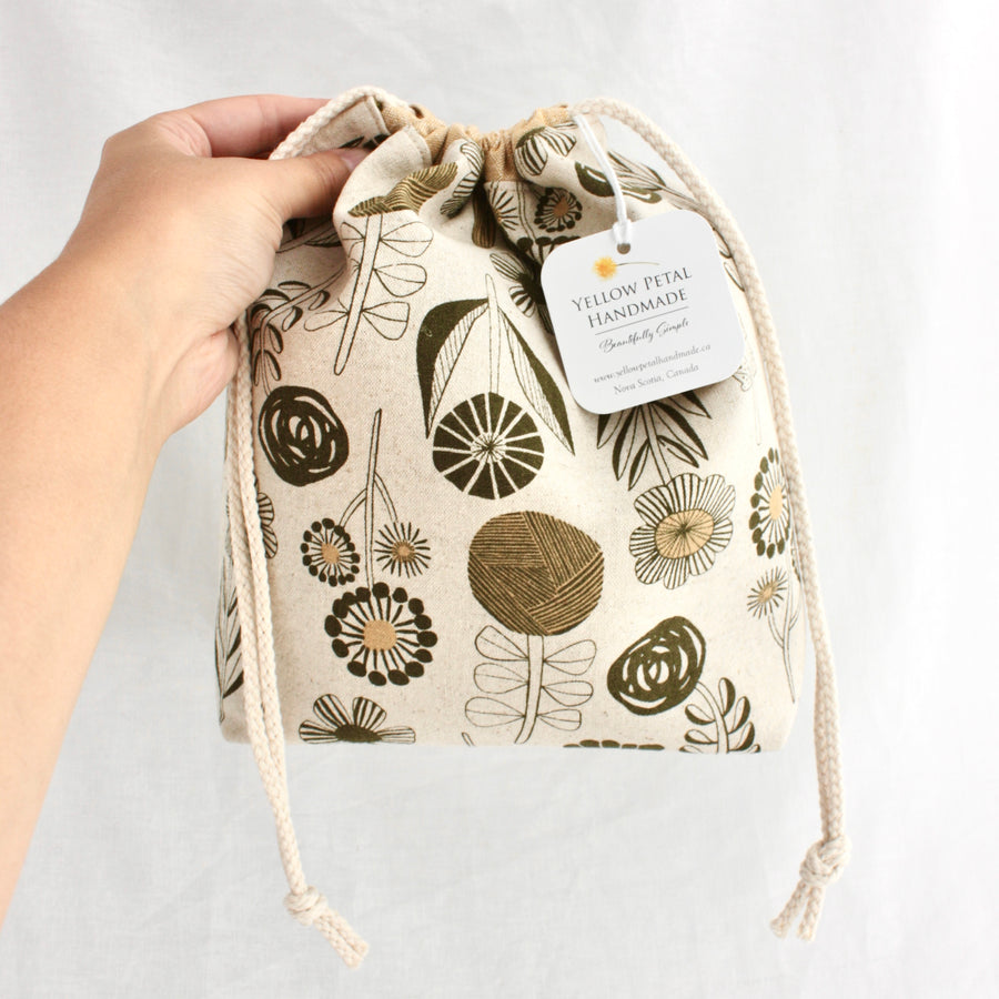 Small Drawstring Project Bag | Yellow Petal Handmade