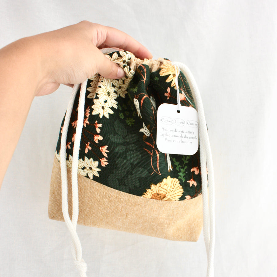 Small Drawstring Project Bag | Yellow Petal Handmade