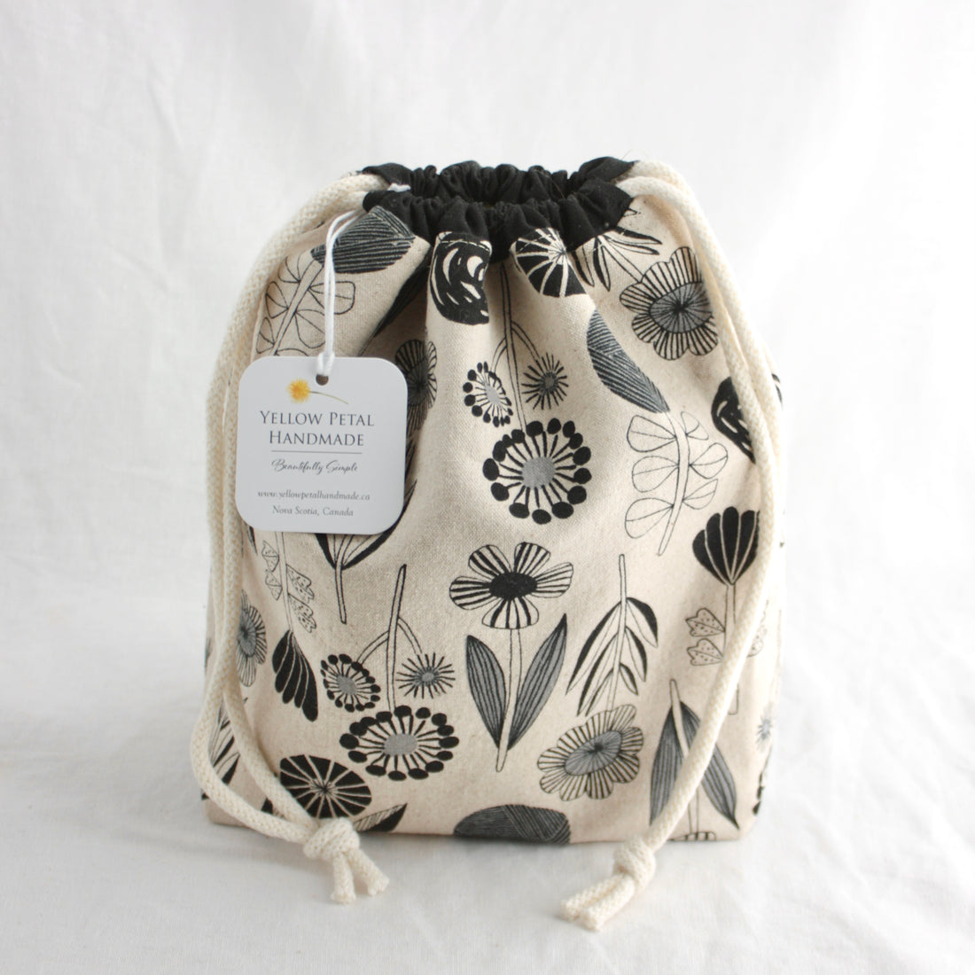 Small Drawstring Project Bag | Yellow Petal Handmade