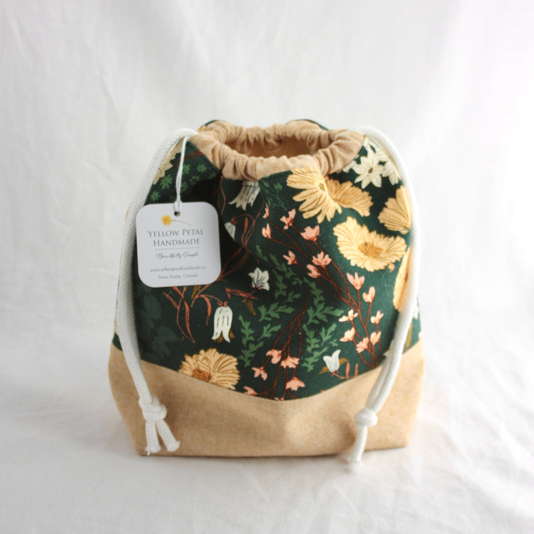 Small Drawstring Project Bag | Yellow Petal Handmade