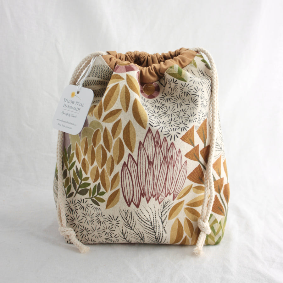 Small Drawstring Project Bag | Yellow Petal Handmade